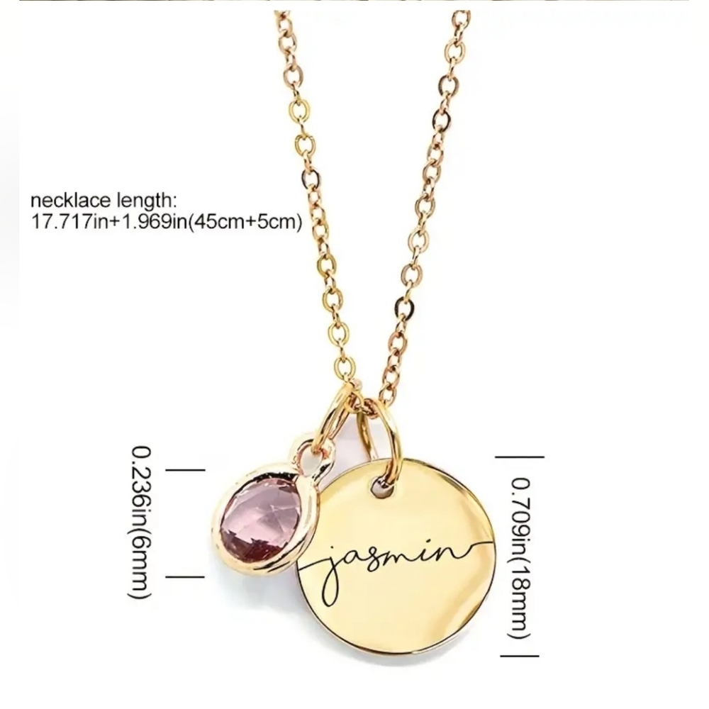 PERSONALIZED NAME & BIRTHSTONE ROSE GOLD SILVER STAINLESS STEEL limited quantity - Picture 7 of 10